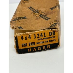 vintage hagar 4"x4" Steel Brass Plated door hinge with Original Box D3